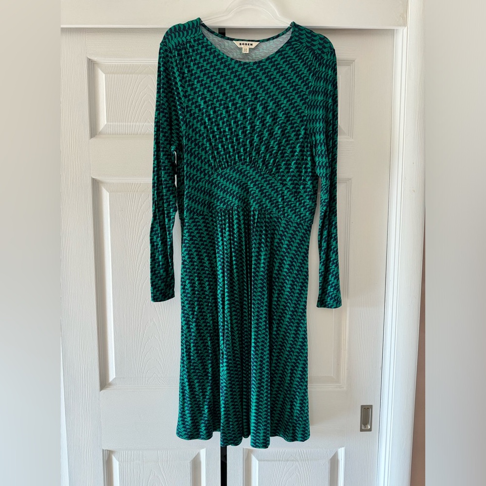 Boden green and dark blue dress, size 12